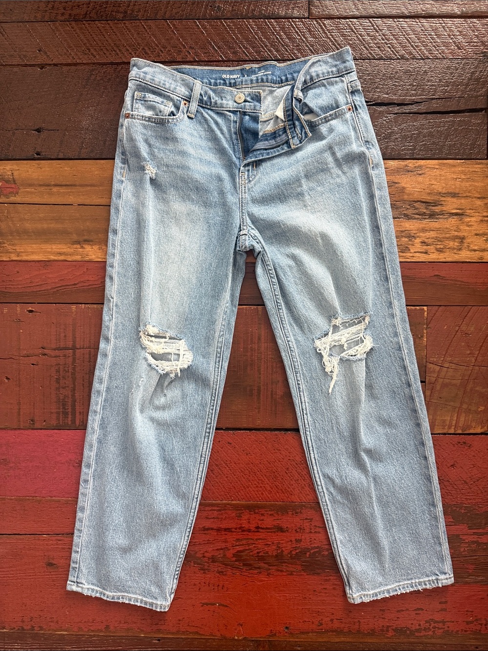 Light Blue Distressed Women's Jeans Sz6 boyfriend loose